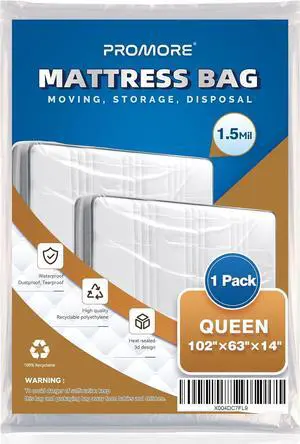 Plastic Mattress Bag for Disposal Moving or Storage,Queen Size,1.5Mil | Moving Supplies, Waterproof, Mattress Protector Cover Plastic Mattress Bag for Disposal Moving or Storage,Queen Size,1.5Mil | Moving Supplies, Waterproof, Mattress Protector Cover