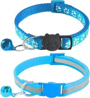2 Pack Breakaway Cat Collars with Bells, Reflective Design and Claw Print Design, Safety Buckle Kitten Collars Adjustable from 7.5 to 12.5 Inches (Sky Blue) 2 Pack Breakaway Cat Collars with Bells, Reflective Design and Claw Print Design, Safety Buckle Kitten Collars Adjustable from 7.5 to 12.5 Inches (Sky Blue)