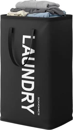 SONGMICS Laundry Hamper, 80 L Foldable Laundry Basket with Handle | Storage Basket with Handles for Laundry Room, Bedroom, Bathroom, Ink Black, STOWIT Collection URLH001BH01 SONGMICS Laundry Hamper, 80 L Foldable Laundry Basket with Handle | Storage Basket with Handles for Laundry Room, Bedroom, Bathroom, Ink Black, STOWIT Collection URLH001BH01