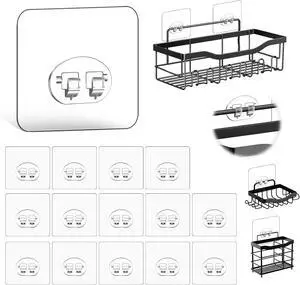 14 Pack Shower Caddy Adhesive Replacement, Waterproof Strong Hooks for Shower Caddy, No Drilling Bathroom Storage Shelves, Soap Holder, and Kitchen Racks (Clear 1 Hooks) 14 Pack Shower Caddy Adhesive Replacement, Waterproof Strong Hooks for Shower Caddy, No Drilling Bathroom Storage Shelves, Soap Holder, and Kitchen Racks (Clear 1 Hooks)