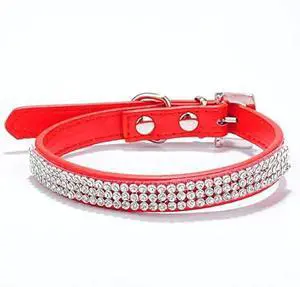 Cute Dazzling Sparkling Elegant Fancy PU Leather Bling Rhinestone Crystal Jeweled Pet Cat Dog Puppy Collar(Red,M) Cute Dazzling Sparkling Elegant Fancy PU Leather Bling Rhinestone Crystal Jeweled Pet Cat Dog Puppy Collar(Red,M)