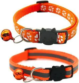 2 Pack Cat Collars Quick Release Reflective Kitten Collar with Bell & Safety Release (Orange) 2 Pack Cat Collars Quick Release Reflective Kitten Collar with Bell & Safety Release (Orange)