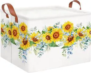 CLOCOR Rectangular Storage Basket Empty,Gift Basket,Waterproof Storage Bin with Handles,Room Decor(Sunflower Rope) CLOCOR Rectangular Storage Basket Empty,Gift Basket,Waterproof Storage Bin with Handles,Room Decor(Sunflower Rope)