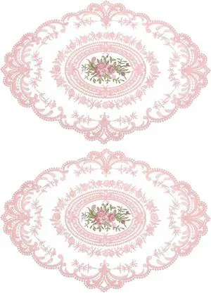 uxcell Retro Lace Placemat 12x16 Oval Embroidered Table Place 2Pack Pink | Table Place Mats French Crochet Doilies Coasters Cup Mat for Home Wedding uxcell Retro Lace Placemat 12x16 Oval Embroidered Table Place 2Pack Pink | Table Place Mats French Crochet Doilies Coasters Cup Mat for Home Wedding