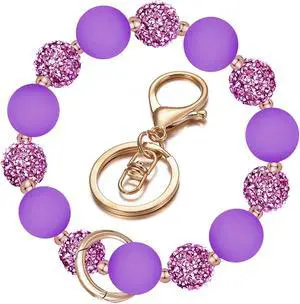 M-Plateau Elastic Food-Grade Silicone Beaded Wristlet Keychain | Car Key Chain Bracelet, Silicone Wrist keychain with Key Ring for Women M-Plateau Elastic Food-Grade Silicone Beaded Wristlet Keychain | Car Key Chain Bracelet, Silicone Wrist keychain with Key Ring for Women