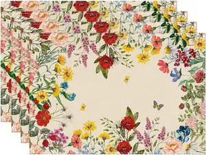 Artoid Mode Vintage Floral Spring Placemats Set of 4, 12x18 Inch Seasonal Holiday Table Mats for Party Kitchen Dining Decoration Artoid Mode Vintage Floral Spring Placemats Set of 4, 12x18 Inch Seasonal Holiday Table Mats for Party Kitchen Dining Decoration