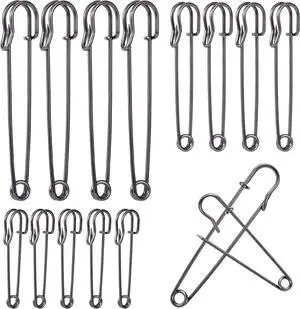 HINZIC 15pcs Large Safety Pins for Thick Fabric, 3 Sizes Heavy Duty Rustproof Safety Pin, Big Oversized Safety Pins for Securing Clothes Blanket Leather Canvas Bandages Outdoor Tents- Black HINZIC 15pcs Large Safety Pins for Thick Fabric, 3 Sizes Heavy Duty Rustproof Safety Pin, Big Oversized Safety Pins for Securing Clothes Blanket Leather Canvas Bandages Outdoor Tents- Black