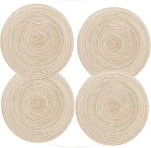 Placemats,Round Placemats for Dining Table Set of 4, Woven Kitchen Table Mats Diameter 15 inch (Beige, 4) Placemats,Round Placemats for Dining Table Set of 4, Woven Kitchen Table Mats Diameter 15 inch (Beige, 4)