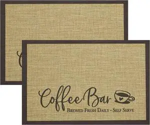 Artoid Mode Coffee Bar Mat Set of 2, Plastic Vinyl Washable Woven Non-Slip Table Mats for Coffee Machine Decor Artoid Mode Coffee Bar Mat Set of 2, Plastic Vinyl Washable Woven Non-Slip Table Mats for Coffee Machine Decor