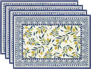Artoid Mode Lemon Branches Leaves Lace Summer Placemats Set of 4, 12x18 Inch Seasonal Holiday Table Mats for Party Kitchen Dining Decoration Artoid Mode Lemon Branches Leaves Lace Summer Placemats Set of 4, 12x18 Inch Seasonal Holiday Table Mats for Party Kitchen Dining Decoration