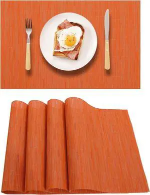Placemats Set of 4 Woven Place Mats for Dining Table Kitchen Washable Stain Resistant Heat Insulation Non-Slip Kitchen Strip (Orange) Placemats Set of 4 Woven Place Mats for Dining Table Kitchen Washable Stain Resistant Heat Insulation Non-Slip Kitchen Strip (Orange)