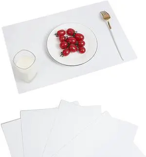 Plastic White Placemats Set of 4 Easy Clean Washable Kitchen Table Mats for Indoor Outdoor Heat Resistant Blank Placemat for Patio Table Rectangular Wipeable Waterproof Place mats Plastic White Placemats Set of 4 Easy Clean Washable Kitchen Table Mats for Indoor Outdoor Heat Resistant Blank Placemat for Patio Table Rectangular Wipeable Waterproof Place mats