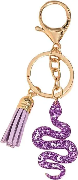 Cute Snake Keychain with Tassel Pendant for Handbags,Glitter Car Keyring Purse Charms for Women Cute Snake Keychain with Tassel Pendant for Handbags,Glitter Car Keyring Purse Charms for Women