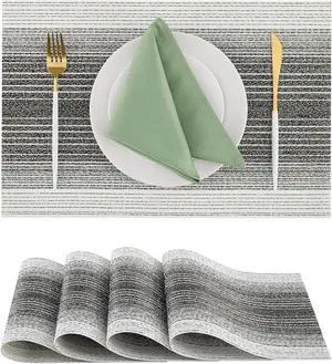Leetaltree Woven Vinyl Placemats Set of 4,Black& White | Waterproof & Washable Dining Table Mats for Wedding, Anniversary, Daily Use, Hand-Cut, Easy to Clean Leetaltree Woven Vinyl Placemats Set of 4,Black& White | Waterproof & Washable Dining Table Mats for Wedding, Anniversary, Daily Use, Hand-Cut, Easy to Clean