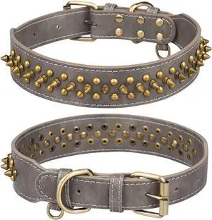 Serijoars Spiked Dog Collar Soft Pu Leather Mushrooms Rivet Spike Studded Dog Collar Adjustable Puppy Collars (M, Grey1) Serijoars Spiked Dog Collar Soft Pu Leather Mushrooms Rivet Spike Studded Dog Collar Adjustable Puppy Collars (M, Grey1)