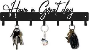 Have a Great Day Key Hooks for Wall Decoration,Delicate Fashion Black Metal Key Holder Wall Mount,Have a Great Day Key Hanger with 7 Kooks for Hallway,Office Have a Great Day Key Hooks for Wall Decoration,Delicate Fashion Black Metal Key Holder Wall Mount,Have a Great Day Key Hanger with 7 Kooks for Hallway,Office