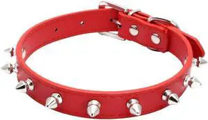 Spiked Dog Collar for Small Dogs, Mushrooms Rivet Soft Pu Leather Spike Stud Studded Cat Collar Adjustable for Mini Tiny Breed Pet Teacup Puppy (M, Red) Spiked Dog Collar for Small Dogs, Mushrooms Rivet Soft Pu Leather Spike Stud Studded Cat Collar Adjustable for Mini Tiny Breed Pet Teacup Puppy (M, Red)