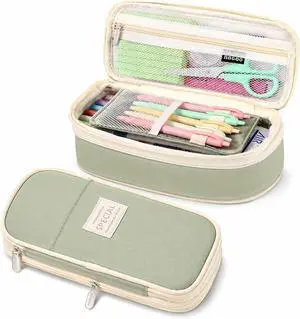 PUPTILY Pencil Case, Large Capacity Aesthetic Pencil Cases with Durable Zipper, Big Stationery Pencil Pouch for Women & Men, Adults Portable Storage Organizer Bag for College, Office, Travel (Green) PUPTILY Pencil Case, Large Capacity Aesthetic Pencil Cases with Durable Zipper, Big Stationery Pencil Pouch for Women & Men, Adults Portable Storage Organizer Bag for College, Office, Travel (Green)