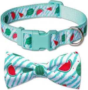 azuza Bowtie Dog Collar, Stylish and Comfy Watermelon Dog Collar with Bow Tie for Puppy and Small Dogs azuza Bowtie Dog Collar, Stylish and Comfy Watermelon Dog Collar with Bow Tie for Puppy and Small Dogs