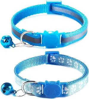 Reflective Cat Collar Breakaway with Bells, 2 Pack Pet Cat Collar Adjustable 7.5-12.5 Inch (Sky Blue) Reflective Cat Collar Breakaway with Bells, 2 Pack Pet Cat Collar Adjustable 7.5-12.5 Inch (Sky Blue)