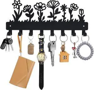 Decorative Key Holder for Wall Mounted with 8 Hooks, Cute Flower Key Rack Organizer for Entryway, Hallway, Office, Wall Mount Hanger for Keys with Mounting Hardware, Dog Leash Holder Ready to Hang Decorative Key Holder for Wall Mounted with 8 Hooks, Cute Flower Key Rack Organizer for Entryway, Hallway, Office, Wall Mount Hanger for Keys with Mounting Hardware, Dog Leash Holder Ready to Hang