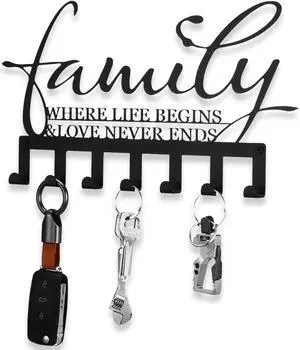 Hicarer Family Key Holder Metal Hooks Decorative Hanger Black Rack Wall Mount Organizer with Screws and Anchors for Keys Hat Kitchen Entryway Front Door Home Decor Hicarer Family Key Holder Metal Hooks Decorative Hanger Black Rack Wall Mount Organizer with Screws and Anchors for Keys Hat Kitchen Entryway Front Door Home Decor