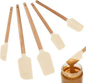 5 Pcs Silicone Spatula Set, Nonstick Rubber Spatulas with Wooden Handle, Soup Spoon Scraper, Jar Scraper for Cooking, Baking, Mixing, Frosting(COLOR:White) 5 Pcs Silicone Spatula Set, Nonstick Rubber Spatulas with Wooden Handle, Soup Spoon Scraper, Jar Scraper for Cooking, Baking, Mixing, Frosting(COLOR:White)