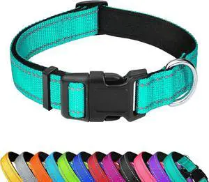 Reflective Dog Collar, Adjustable Soft Neoprene Padded,Teal,M | Breathable Nylon for Medium Dogs,Tear-Resistant Webbing,ChafeFree on Walks and Hikes,Metal D-Ring,Night Safety Reflective Dog Collar, Adjustable Soft Neoprene Padded,Teal,M | Breathable Nylon for Medium Dogs,Tear-Resistant Webbing,ChafeFree on Walks and Hikes,Metal D-Ring,Night Safety