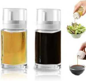 2-Pack Leakproof Small Glass Oil and Vinegar Dispenser Bottles - 3.4oz (100ml) Each - Perfect for Kitchen and BBQ Use 2-Pack Leakproof Small Glass Oil and Vinegar Dispenser Bottles - 3.4oz (100ml) Each - Perfect for Kitchen and BBQ Use