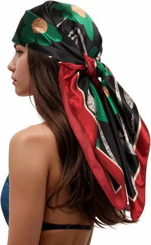 RIIQIICHY Head Scarf for Women Like Silk Scarf Hair Scarf Printed Square Scarf Bandanas for Women 35 Inches RIIQIICHY Head Scarf for Women Like Silk Scarf Hair Scarf Printed Square Scarf Bandanas for Women 35 Inches