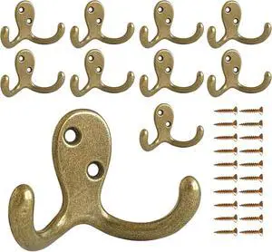 CBWLWJ 10 Pack Coat Hooks Wall Hooks for Hanging, Heavy Duty Double Prong Metal Hook Wall Mounted for Living Room, Bathroom, Kitchen, Bedroom for Coat, Bag, Scarf, Towel, Hat, Key, Cup (Bronze) CBWLWJ 10 Pack Coat Hooks Wall Hooks for Hanging, Heavy Duty Double Prong Metal Hook Wall Mounted for Living Room, Bathroom, Kitchen, Bedroom for Coat, Bag, Scarf, Towel, Hat, Key, Cup (Bronze)