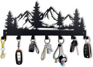 Metal Key Holder, Wall Mounted Key Hooks, Key Holder for Wall, Key Organizer Rack with 7 Hooks, Key Hanger Decor for Kitchen, Entryway, Hallway, Bedroom, Doorway (Mountain 12IN) Metal Key Holder, Wall Mounted Key Hooks, Key Holder for Wall, Key Organizer Rack with 7 Hooks, Key Hanger Decor for Kitchen, Entryway, Hallway, Bedroom, Doorway (Mountain 12IN)