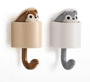 2pcs Creative Squirrel Gravity-Sensing Hook,Cute Pet Key Holder Wall Mount | Fun Pop-Up Hide-and-Seek Design, No-Drill,Durable ABS Materials, Ideal for Entryway/Bathroom, Holds Keys, Hats, Towels 2pcs Creative Squirrel Gravity-Sensing Hook,Cute Pet Key Holder Wall Mount | Fun Pop-Up Hide-and-Seek Design, No-Drill,Durable ABS Materials, Ideal for Entryway/Bathroom, Holds Keys, Hats, Towels