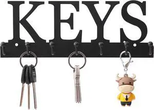 Lixgifts Key Holder Wall Mounted Key Hooks for Wall Decorative with 7 Hooks Black Metal Key Organizer Rack Hanger for Entryway, Front Door, Hallway, Office 10X3.7 inches Lixgifts Key Holder Wall Mounted Key Hooks for Wall Decorative with 7 Hooks Black Metal Key Organizer Rack Hanger for Entryway, Front Door, Hallway, Office 10X3.7 inches