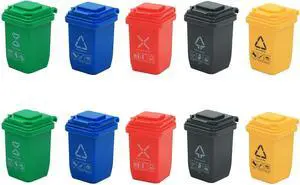 10pcs Mini Garbage Sorting Bins, House Decoration Props | 5 Colors, Scene Model Shooting Props Accessories, Suitable For Decoration Ornaments 10pcs Mini Garbage Sorting Bins, House Decoration Props | 5 Colors, Scene Model Shooting Props Accessories, Suitable For Decoration Ornaments