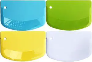 Hard Bench Scraper 4 PCs PP Plastic Dough Scraper Food Scraper | Bowl Scraper,BPA Free Food-Safe,Multipurpose,Dough Cutter for Pastry Bake Cake Pizza,Bread Making, White, Green, Yellow, Blue Hard Bench Scraper 4 PCs PP Plastic Dough Scraper Food Scraper | Bowl Scraper,BPA Free Food-Safe,Multipurpose,Dough Cutter for Pastry Bake Cake Pizza,Bread Making, White, Green, Yellow, Blue