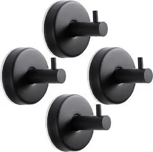Suction Cup Hooks for Shower, 4 Pack Black Stainless Steel Suction Hooks | Removable Reusable, Bathroom Towel Hooks Holders, No-Drill Suction Vacuum Hooks Hangers For Towels, Loofahs, Robes And Rv Use Suction Cup Hooks for Shower, 4 Pack Black Stainless Steel Suction Hooks | Removable Reusable, Bathroom Towel Hooks Holders, No-Drill Suction Vacuum Hooks Hangers For Towels, Loofahs, Robes And Rv Use