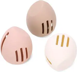 3 Pcs Makeup Sponge Holder, Cosmetic Travel Cases, Egg-shaped Blender Storage, Durable Silicone Organizer for Wet or Dry Makeup Sponges, Space-Saving, Easy to Clean (white/pink/khaki) 3 Pcs Makeup Sponge Holder, Cosmetic Travel Cases, Egg-shaped Blender Storage, Durable Silicone Organizer for Wet or Dry Makeup Sponges, Space-Saving, Easy to Clean (white/pink/khaki)