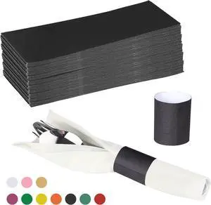 Germiwipe 500 Pcs Napkin Bands,Paper Napkin Rings Self-Adhesive, (Black) | Silverware Wraps Bands Perfect for Birthday Parties, Weddings, Family Reunion & Events Germiwipe 500 Pcs Napkin Bands,Paper Napkin Rings Self-Adhesive, (Black) | Silverware Wraps Bands Perfect for Birthday Parties, Weddings, Family Reunion & Events