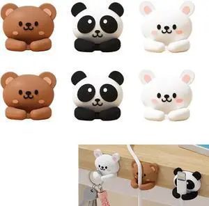 6pcs Cute Animal Cable Organizer Adorable Panda Rabbit Bear Shaped Cable Clips Desk Cable Management Cord Holder for Nightstand Headphones Chargers USB Cables 6pcs Cute Animal Cable Organizer Adorable Panda Rabbit Bear Shaped Cable Clips Desk Cable Management Cord Holder for Nightstand Headphones Chargers USB Cables