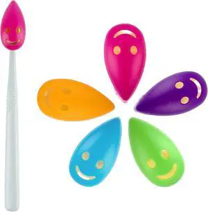 AUEAR, 5 Pack Happy FaceToothbrush Holder Cover Case Cap with Suction Cup for Travel 5 Colors AUEAR, 5 Pack Happy FaceToothbrush Holder Cover Case Cap with Suction Cup for Travel 5 Colors