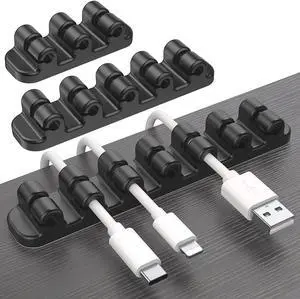 SOULWIT Upgraded Cable Holder, Cable Management Cord Organizer Clips Silicone Self Adhesive for Desktop USB Charging Cable Power Cord Bedside Wire PC Office Home (3/5/7 slot,Black) SOULWIT Upgraded Cable Holder, Cable Management Cord Organizer Clips Silicone Self Adhesive for Desktop USB Charging Cable Power Cord Bedside Wire PC Office Home (3/5/7 slot,Black)