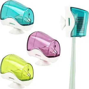 AUEAR, 3 Pack Toothbrush Head Covers with Suction Cup Anti Dust Wall Mirror Toothbrushes Holder Protective Case for Bathroom Home Travel Outdoor & Camping AUEAR, 3 Pack Toothbrush Head Covers with Suction Cup Anti Dust Wall Mirror Toothbrushes Holder Protective Case for Bathroom Home Travel Outdoor & Camping