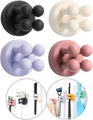 Silicone Toothbrush Holders - 4 Pcs Razor Hooks Adhesive Wall Mounted for Hanging Towel Key Plug Cable, Utility Decor Stick to Dorm Room Essentials Function for Kitchen Bathroom Home Office Silicone Toothbrush Holders - 4 Pcs Razor Hooks Adhesive Wall Mounted for Hanging Towel Key Plug Cable, Utility Decor Stick to Dorm Room Essentials Function for Kitchen Bathroom Home Office