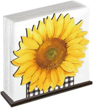 Sunflower Wooden Napkin Holder for Table, Summer Yellow Sunflower Buffalo Plaid Tissue Dispenser Summer Sunflowers Decor for Kitchen Dining Room Coffee Station Home Sunflower Wooden Napkin Holder for Table, Summer Yellow Sunflower Buffalo Plaid Tissue Dispenser Summer Sunflowers Decor for Kitchen Dining Room Coffee Station Home