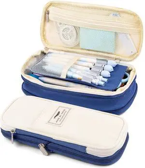 Big Capacity Pencil Pen Case, Portable Pencil Bag Pouch with Zipper,Navy Blue Big Capacity Pencil Pen Case, Portable Pencil Bag Pouch with Zipper,Navy Blue