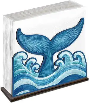 Whale Tail Napkin Holder for Table - Summer Coastal Decor - Ocean Waves Wooden Tissue Holder for Kitchen Dining Home Room Whale Tail Napkin Holder for Table - Summer Coastal Decor - Ocean Waves Wooden Tissue Holder for Kitchen Dining Home Room