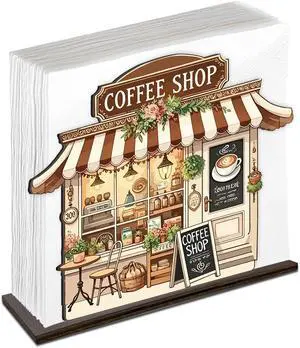 Coffee Wooden Napkin Holder, Coffee Shop Tissue Dispenser, Rustic Cafe Party Decor for Table Kitchen Dining Room Coffee Wooden Napkin Holder, Coffee Shop Tissue Dispenser, Rustic Cafe Party Decor for Table Kitchen Dining Room