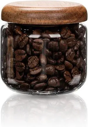 Glass Food Storage Containers With Wooden Lids - Small Coffee Jars - Pantry Organization For Overnight Oats, Cereal, Rice, Candy (14oz(400ml)) Glass Food Storage Containers With Wooden Lids - Small Coffee Jars - Pantry Organization For Overnight Oats, Cereal, Rice, Candy (14oz(400ml))