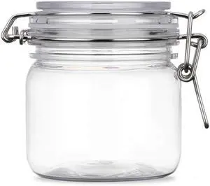 2Pcs 10 Oz/300ml Clear Round Plastic Home Kitchen Storage Sealed Jar Bottles with Leak Proof Rubber and Hinged Lid for Herbs, Spices, Candy, Gift, Arts and Crafts Storage Multi-purpose Container 2Pcs 10 Oz/300ml Clear Round Plastic Home Kitchen Storage Sealed Jar Bottles with Leak Proof Rubber and Hinged Lid for Herbs, Spices, Candy, Gift, Arts and Crafts Storage Multi-purpose Container